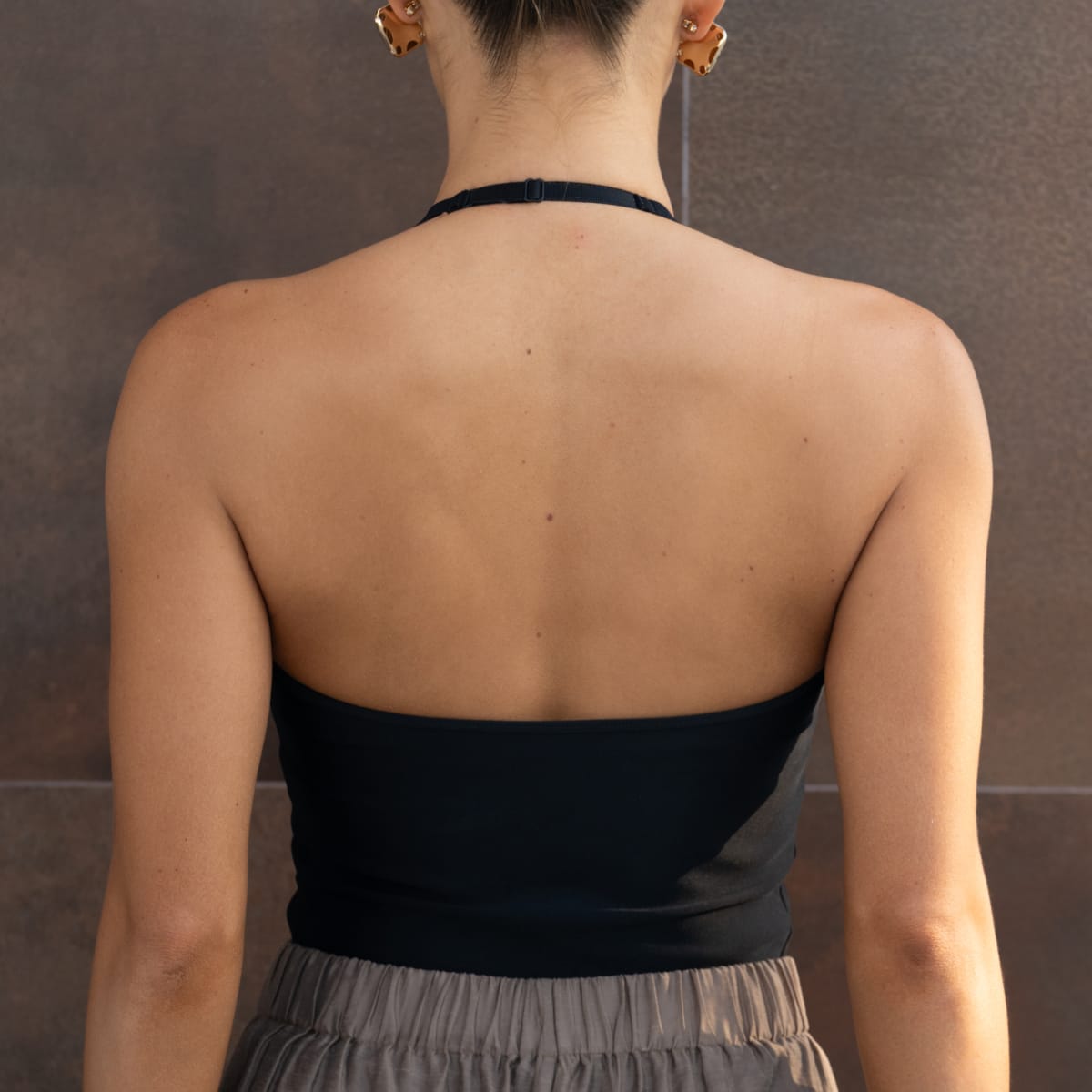 Plunge Halter Top Black