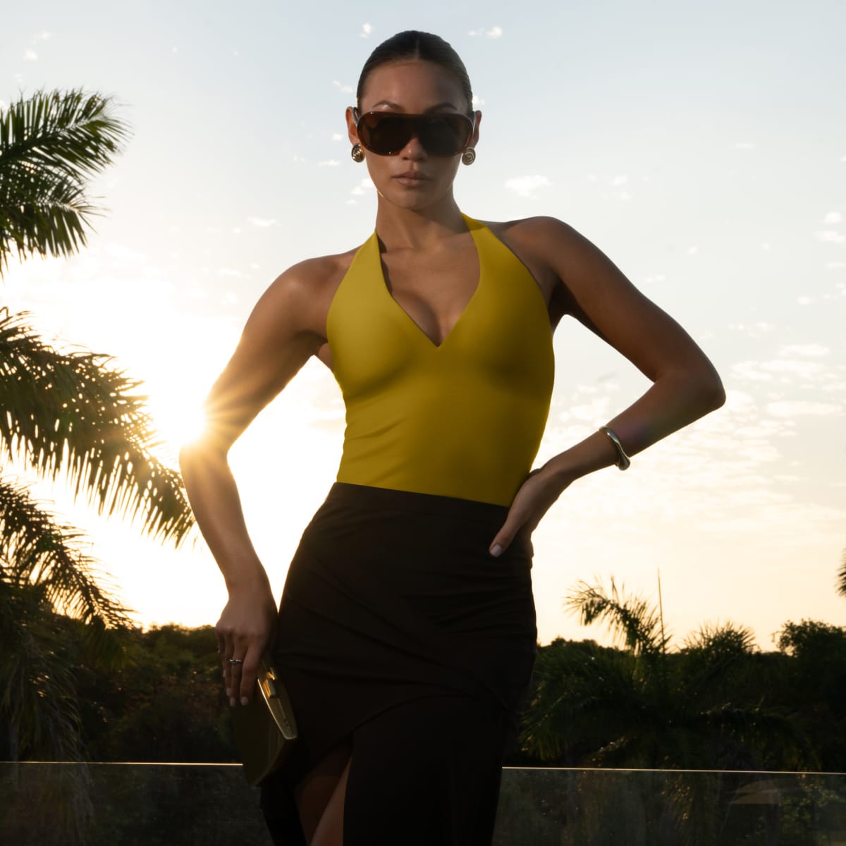Plunge Halter Top Zest