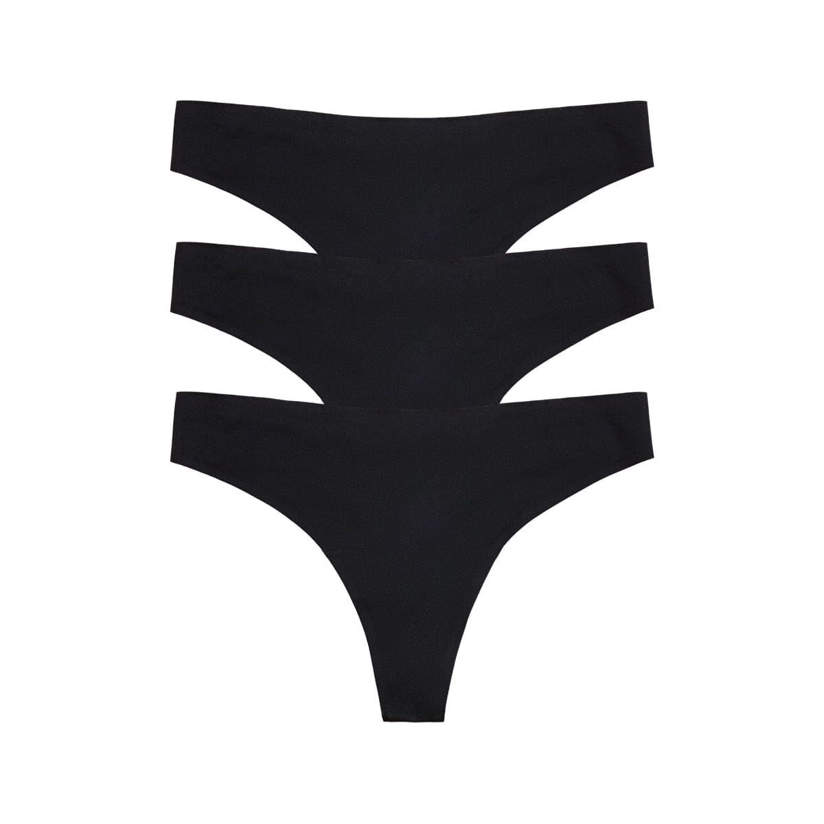 Simply Smooth No Show Thong 3 Pack Black