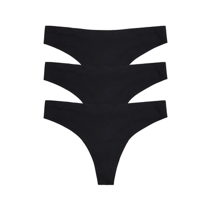 Simply Smooth No Show Thong 3 Pack Black