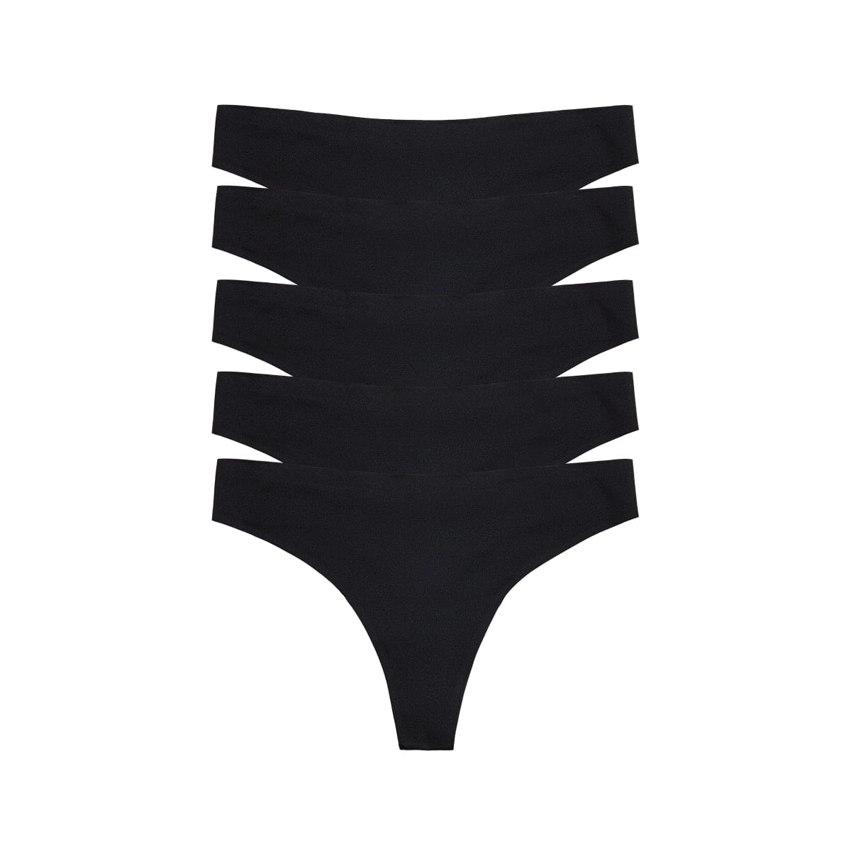Simply Smooth No Show Thong 5 Pack Black