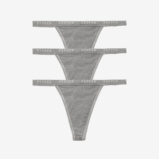 Supima® Cotton String Thong 3 Pack Heather Grey